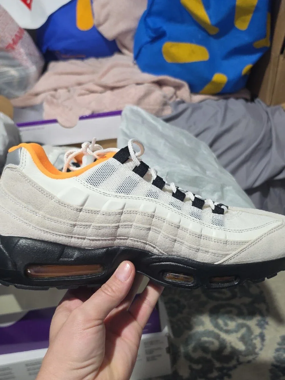 Nike Men's Air Max 95 Sneakers White Black Orange